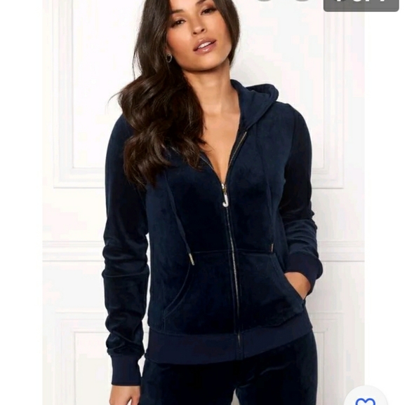 Juicy Couture Pants - Vintage Juicy Couture Navy Blue Velour Hoodie M